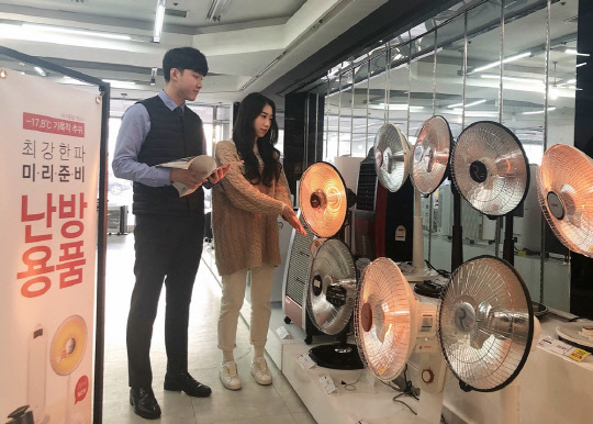 난방가전을 구매 중인 고객 <전자랜드 제공>